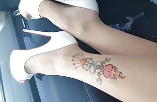 My Feet Ankle Tattoo & High Heels Voyeur Upskirt